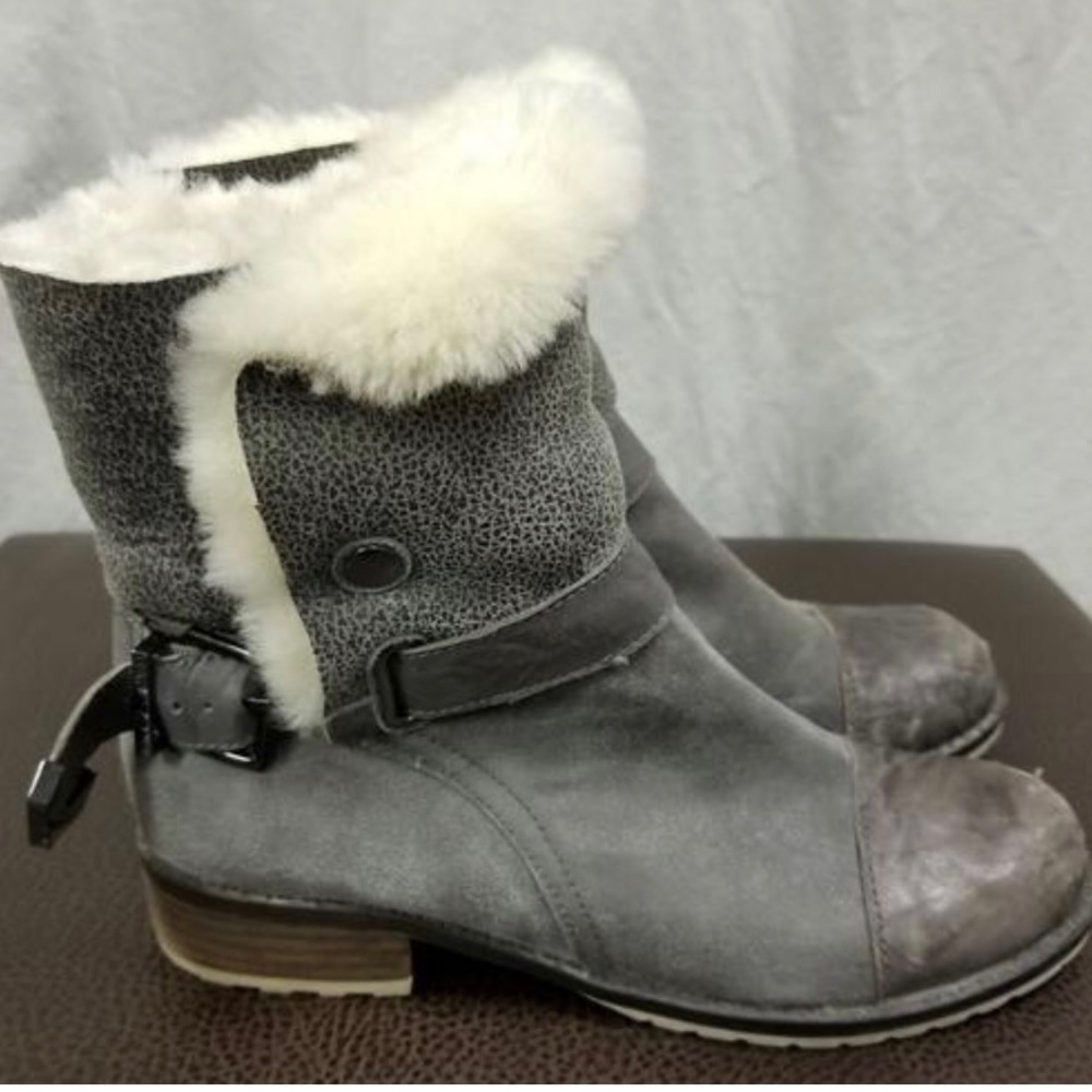 Matt Bernson Tundra Grey Suede Shearling Booties